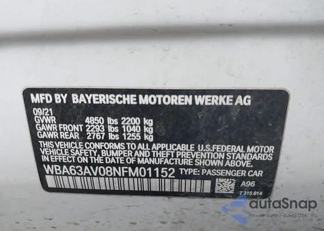 2022 BMW 430I Gran Coupe z USA, uszkodzony, nr VIN WBA63AV08NFM01152